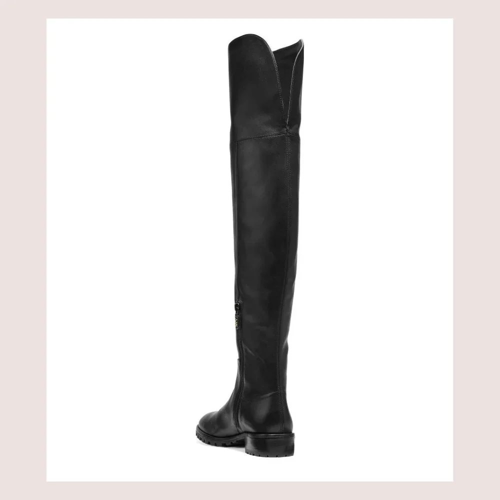 NIB STUART WEITZMAN Amber Over The Knee Nappa Leather Boots Black Sz 8 - Picture 2 of 16